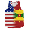 American Flag And Grenada Flag Combination Running Racerback Singlet Track Tank Top by Tribe Lacrosse