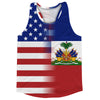 American Flag And Haiti Flag Combination Running Racerback Singlet Track Tank Top by Tribe Lacrosse