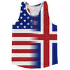 American Flag And Iceland Flag Combination Running Racerback Singlet Track Tank Top by Tribe Lacrosse