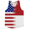American Flag And Indonesia Flag Combination Running Racerback Singlet Track Tank Top by Tribe Lacrosse