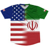 American Flag And Iran Flag Combination Soccer Jersey Made In USA by Tribe Lacrosse