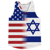 American Flag And Israel Flag Combination Running Racerback Singlet Track Tank Top by Tribe Lacrosse