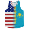 American Flag And Kazakhstan Flag Combination Running Racerback Singlet Track Tank Top by Tribe Lacrosse