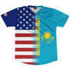 American Flag And Kazakhstan Flag Combination Soccer Jersey Made In USA by Tribe Lacrosse