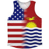 American Flag And Kiribati Flag Combination Athletic Tank Top by Tribe Lacrosse