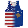 American Flag And Kosovo Flag Combination Running Racerback Singlet Track Tank Top by Tribe Lacrosse