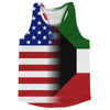 American Flag And Kuwait Flag Combination Running Racerback Singlet Track Tank Top by Tribe Lacrosse