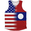 American Flag And Laos Flag Combination Athletic Tank Top by Tribe Lacrosse