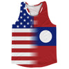 American Flag And Laos Flag Combination Running Racerback Singlet Track Tank Top by Tribe Lacrosse