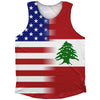 American Flag And Lebanon Flag Combination Athletic Tank Top by Tribe Lacrosse