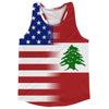 American Flag And Lebanon Flag Combination Running Racerback Singlet Track Tank Top by Tribe Lacrosse