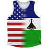 American Flag And Lesotho Flag Combination Athletic Tank Top by Tribe Lacrosse