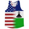 American Flag And Lesotho Flag Combination Running Racerback Singlet Track Tank Top by Tribe Lacrosse