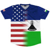 American Flag And Lesotho Flag Combination Soccer Jersey Made In USA by Tribe Lacrosse