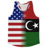 American Flag And Libya Flag Combination Running Racerback Singlet Track Tank Top by Tribe Lacrosse