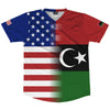 American Flag And Libya Flag Combination Soccer Jersey Made In USA by Tribe Lacrosse