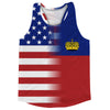American Flag And Liechtenstein Flag Combination Running Racerback Singlet Track Tank Top by Tribe Lacrosse