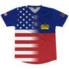 American Flag And Liechtenstein Flag Combination Soccer Jersey Made In USA by Tribe Lacrosse
