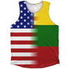 American Flag And Lithuania Flag Combination Athletic Tank Top by Tribe Lacrosse