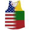 American Flag And Lithuania Flag Combination Running Racerback Singlet Track Tank Top by Tribe Lacrosse