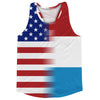 American Flag And Luvembourg Flag Combination Running Racerback Singlet Track Tank Top by Tribe Lacrosse