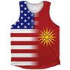 American Flag And Macedonia Flag Combination Athletic Tank Top by Tribe Lacrosse