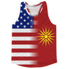 American Flag And Macedonia Flag Combination Running Racerback Singlet Track Tank Top by Tribe Lacrosse