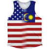 American Flag And Malaysia Flag Combination Athletic Tank Top by Tribe Lacrosse