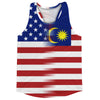 American Flag And Malaysia Flag Combination Running Racerback Singlet Track Tank Top by Tribe Lacrosse