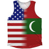 American Flag And Maldives Flag Combination Athletic Tank Top by Tribe Lacrosse