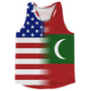 American Flag And Maldives Flag Combination Running Racerback Singlet Track Tank Top by Tribe Lacrosse