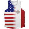American Flag And Malta Flag Combination Athletic Tank Top by Tribe Lacrosse