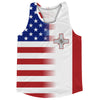 American Flag And Malta Flag Combination Running Racerback Singlet Track Tank Top by Tribe Lacrosse