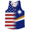 American Flag And Marshall Islands Flag Combination Running Racerback Singlet Track Tank Top by Tribe Lacrosse
