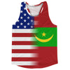 American Flag And Mauritania Flag Combination Running Racerback Singlet Track Tank Top by Tribe Lacrosse