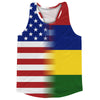 American Flag And Mauritius Flag Combination Running Racerback Singlet Track Tank Top by Tribe Lacrosse