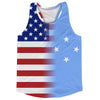 American Flag And Micronesia Flag Combination Running Racerback Singlet Track Tank Top by Tribe Lacrosse