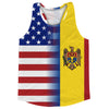 American Flag And Moldova Flag Combination Running Racerback Singlet Track Tank Top by Tribe Lacrosse