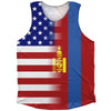 American Flag And Mongolia Flag Combination Athletic Tank Top by Tribe Lacrosse