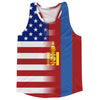 American Flag And Mongolia Flag Combination Running Racerback Singlet Track Tank Top by Tribe Lacrosse