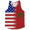 American Flag And Morocco Flag Combination Running Racerback Singlet Track Tank Top by Tribe Lacrosse