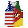 American Flag And Mozambique Flag Combination Running Racerback Singlet Track Tank Top by Tribe Lacrosse