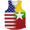 American Flag And Myanmar Flag Combination Athletic Tank Top by Tribe Lacrosse