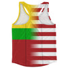 American Flag And Myanmar Flag Combination Running Racerback Singlet Track Tank Top
