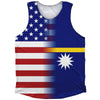American Flag And Nauru Flag Combination Athletic Tank Top by Tribe Lacrosse