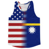 American Flag And Nauru Flag Combination Running Racerback Singlet Track Tank Top by Tribe Lacrosse