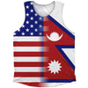American Flag And Nepal Flag Combination Athletic Tank Top by Tribe Lacrosse