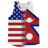 American Flag And Nepal Flag Combination Running Racerback Singlet Track Tank Top by Tribe Lacrosse