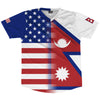 American Flag And Nepal Flag Combination Soccer Jersey Made In USA by Tribe Lacrosse