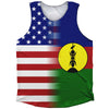 American Flag And New Caledonia Flag Combination Athletic Tank Top by Tribe Lacrosse